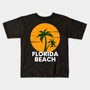 Vintage Florida Beach sunset Palm Trees Kids T-Shirt